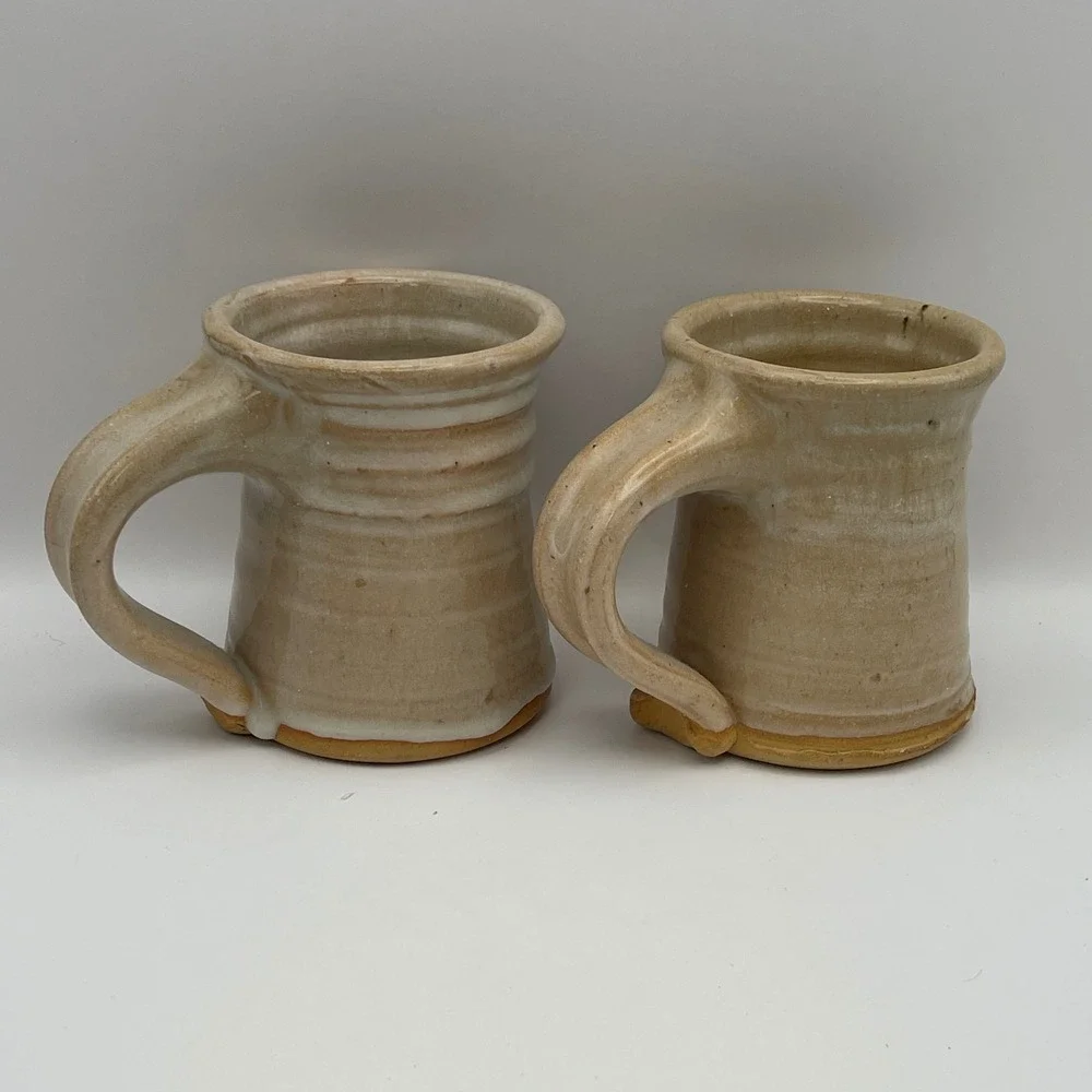 Paradox Pottery Handmade Ceramic Pitcher and Mugs Set Rustic Beige Glaze Pottery